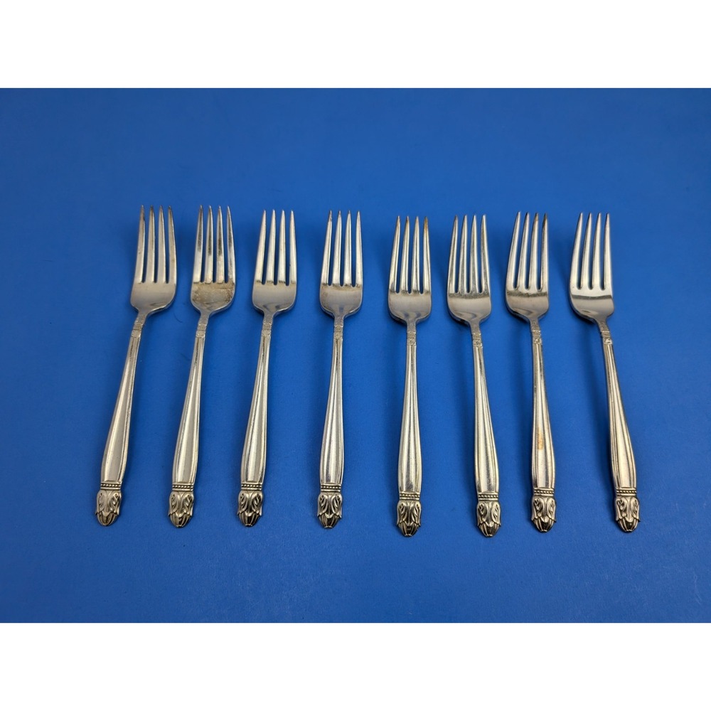 Holmes Edwards Danish Princess Silver Plate Dinner Fork Set of 8 Service